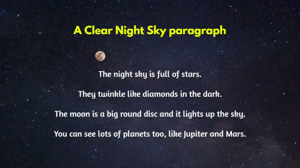 a clear night sky paragraph